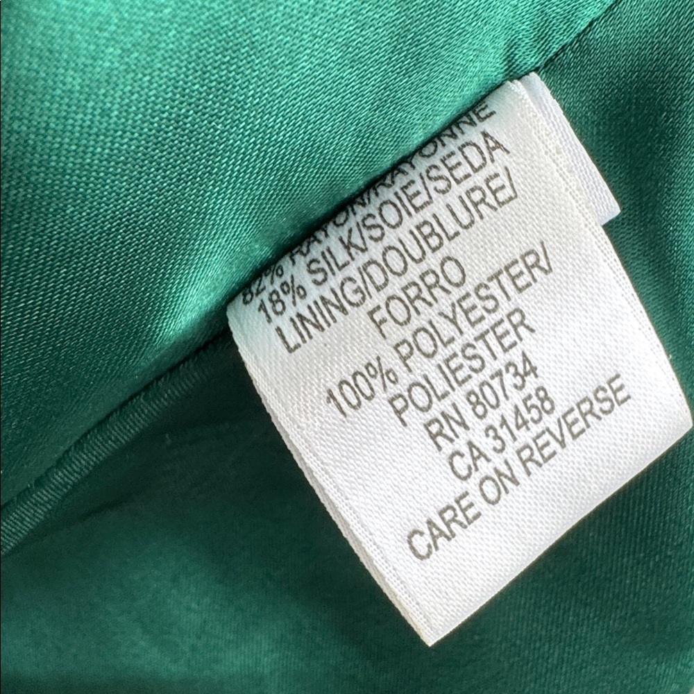 BCBG Max Azria XS Emerald Green Velvet Blouse Victorian High Neck Button Front - Picture 8 of 8